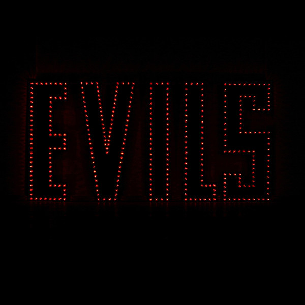 EVILS, 2004, metal,paint, light bulbs, sequencer, soundtrack loop,500x250cm