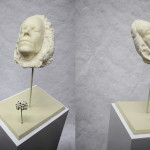 Newton face cast, expanding foam,  alien vegetal form.